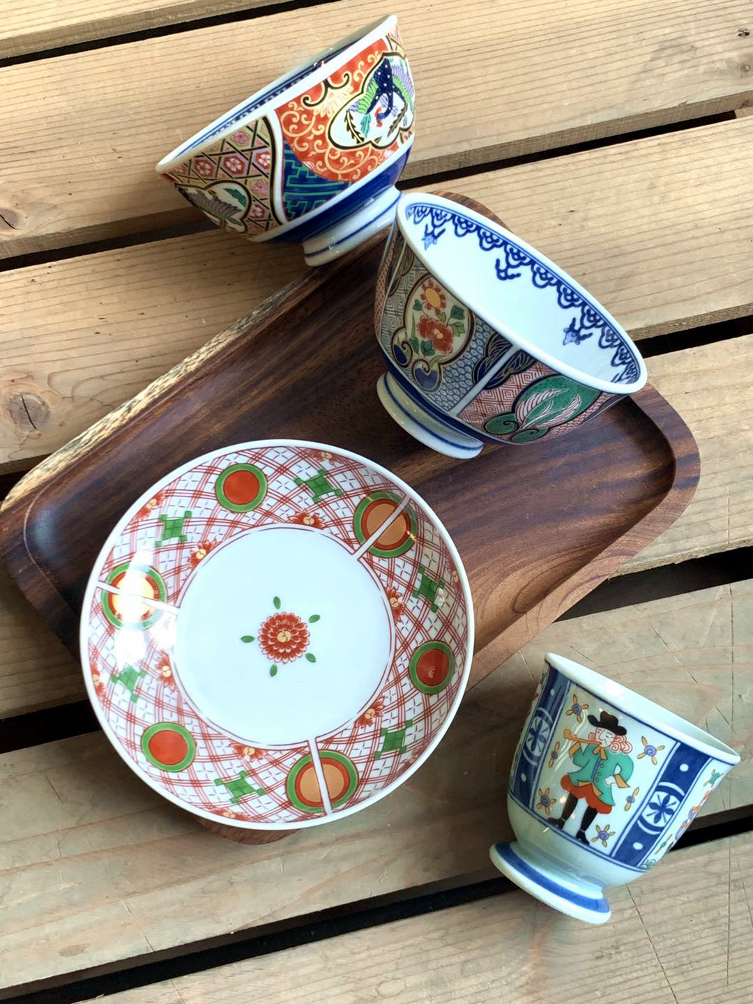 冨貴長春 蓋付き茶碗 古伊万里 竹林賢人図 富貴長春 蓋付茶碗 - 生活骨董と古布の