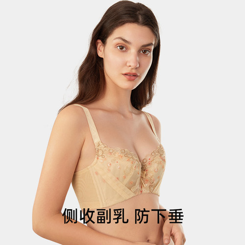 茜施尔本命年小胸显大内衣女聚拢性感蕾丝内衣收副乳小胸聚拢文胸 - 图1