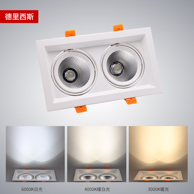 LED格栅灯15*30双头方形射灯网格葡萄架铝格栅嵌入式商用斗胆射灯_虎窝淘