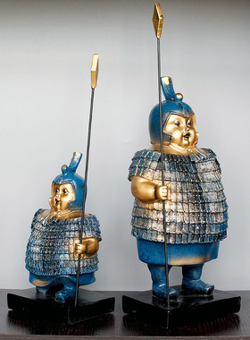 新中式风兵马俑书柜博古架工艺品