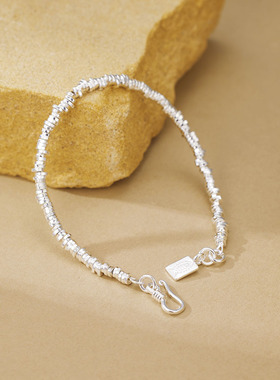 抖音同款简约碎银几两时尚手串小鱼碎银子手链男女通用款小众设计