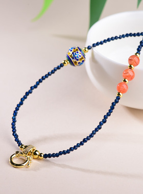 新中式锁骨链南红玛瑙项链轻奢简约气质复古百塔毛衣链女万能扣款