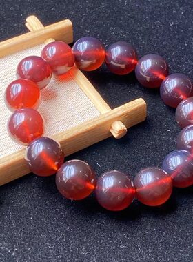 (证书)缅甸琥珀棕红手串男女同款纯正品女款文艺复古水晶白水晶