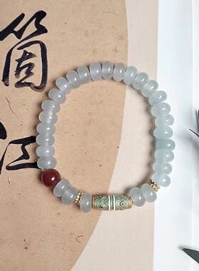 优化海蓝宝算盘珠串珠手链女轻奢小众蓝色水晶手串高级感闺蜜手饰