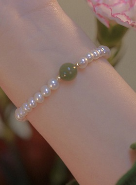 新中式古风青黛珍珠手链女国风甜美小众轻奢汉服穿搭叠戴珍珠