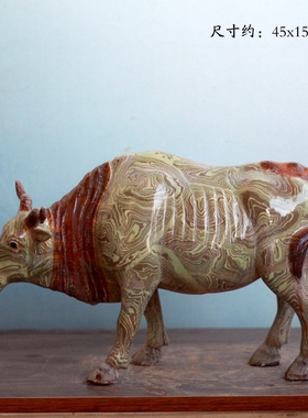 唐三彩陶瓷绞胎五牛办公室工艺品