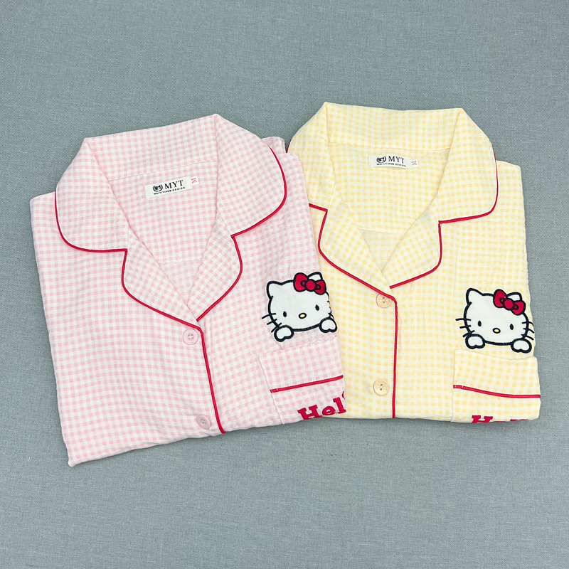 HelloKitty睡衣女夏季薄款梳织纯棉短袖学生可爱卡通家居服夏天新 - 图1