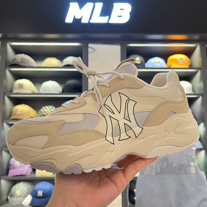 韩国代购正品MLB老爹鞋女2021秋季新款网面复古增高厚底运动鞋男_虎窝淘
