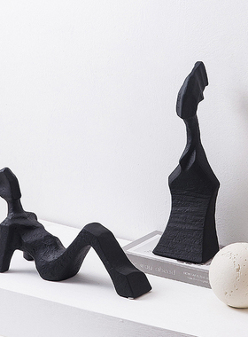 简约现代黑白样板间书柜陶瓷摆件