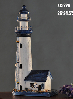 海洋风格橱窗灯塔扬帆实木瞭望塔