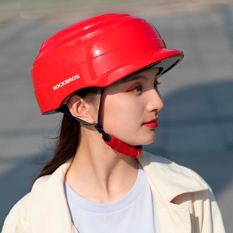 洛克兄弟便携折叠骑行头盔自行车城市通勤男女公路车山地车安全帽 - 图0