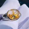 Natural crystal titanium blonde flower bare stone wealth jewelry silver inlaid ring ring ring adjustable one thing one picture