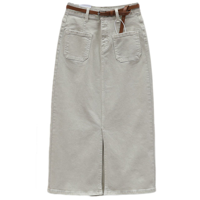 Mid-length A-line skirt light blue