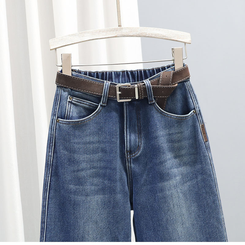 2025秋冬加绒牛仔裤女哈伦裤加厚显瘦百搭萝卜裤宽松松紧腰老爹裤,淘宝优惠券,粉丝福利购,淘宝优惠卷