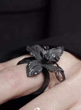原创设计镀银春花型鸢尾花戒指女