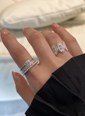 S925银法式镂空蕾丝宫廷风戒指女