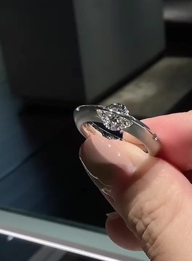 s925纯银小众设计旋转感戒指女