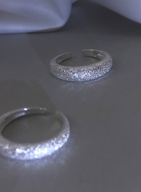 s925纯银满天星戒指女冷淡风磨砂