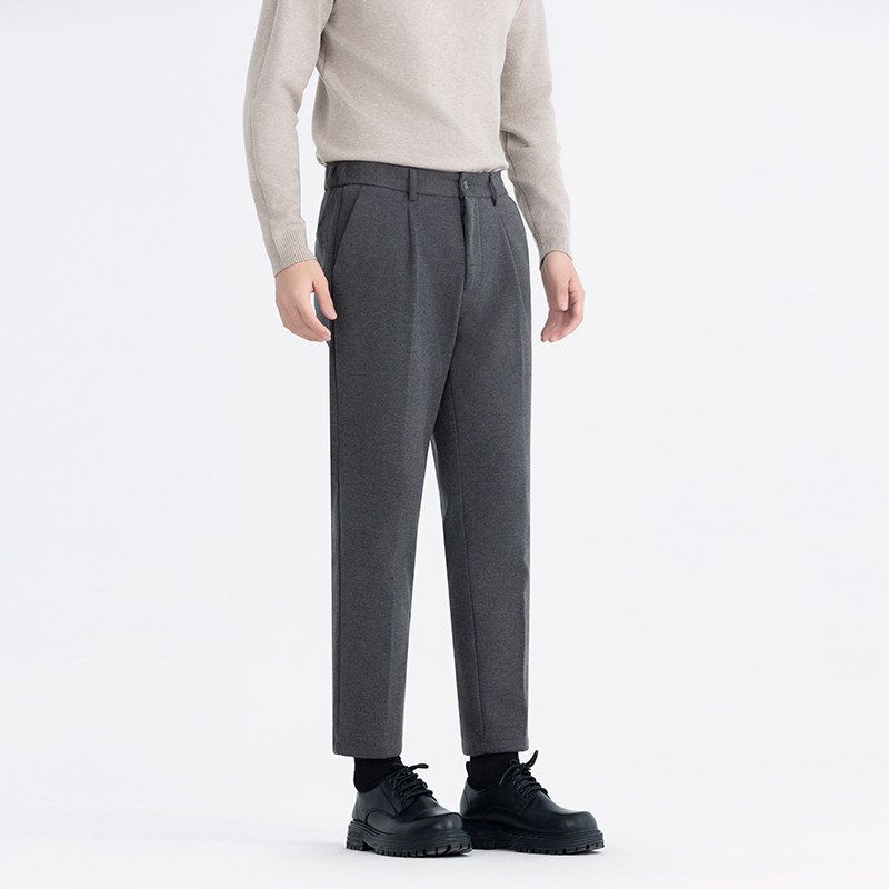 高级感松紧腰秋冬加厚毛呢裤男九分裤秋冬男士休闲裤宽松抗皱长裤,淘宝优惠券,粉丝福利购,淘宝优惠卷