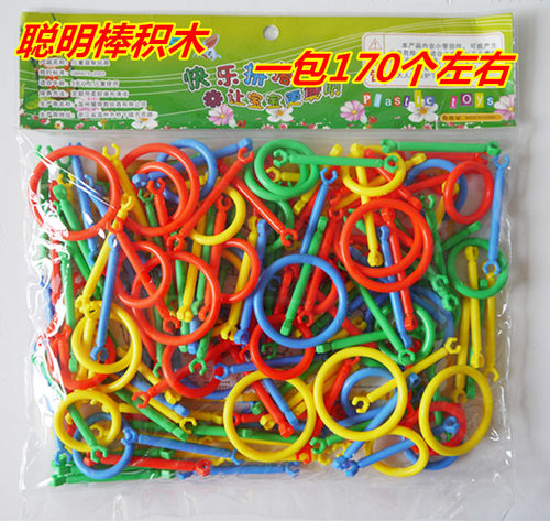3-7岁儿童拼插积木大号塑料拼插拼搭积木幼儿园桌面玩具350克袋装 - 图1