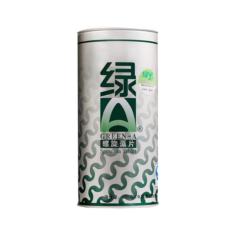 绿a官方旗舰店绿a云南程海湖螺旋藻片500片筒装程海湖产地螺旋藻片2