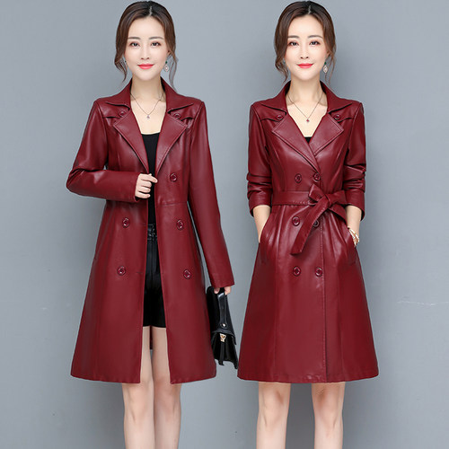2025秋冬新款真皮皮衣女中长款时尚大衣绵羊皮风衣大码显瘦皮外套 - 图0