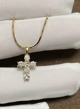芮恩女钻石18K金十字架锁骨项链