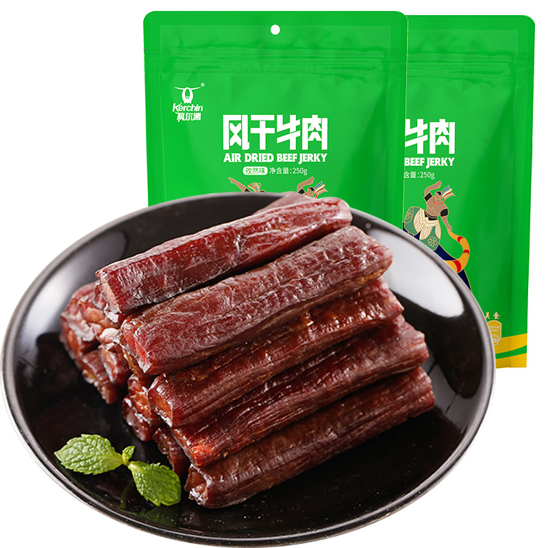 科尔沁风干牛肉250g*2袋独立包装休闲零食 - 图0