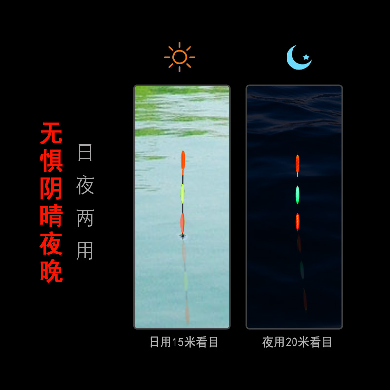 黄金眼滑漂大物夜光漂日夜两用矶钓杆专用远投鱼漂超醒目路滑浮漂 - 图3