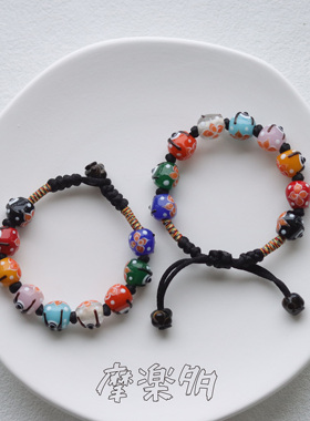【九色达摩】琉璃编织绳手腕链女民族风手串情侣款闺蜜小红书同款
