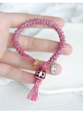 原创藏式招福琉璃达摩手绳