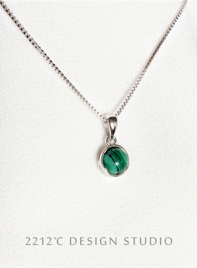 银饰百搭吊坠蓝砂石粉晶锁骨链