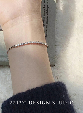 ins锆石可调节纯银手链