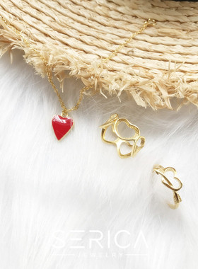 日系连体爱心丘比特之箭戒指环