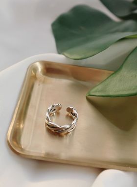 纯银镂空编织礼物开口戒指