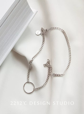 2212cs925纯银极简约女圆环项链