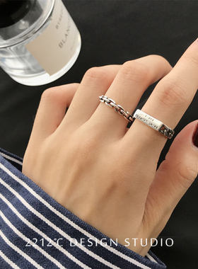 2212cs925纯银字母女编织戒指