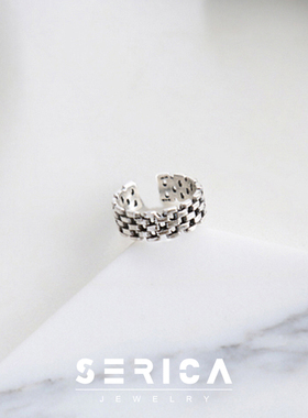 韩国纯银复古做旧开口戒指