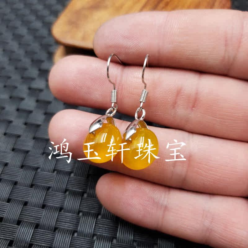 新款天然玉石冰种黄玉髓平安扣耳环玉髓玛瑙算盘珠耳环玉耳环耳坠,淘宝优惠券,粉丝福利购,淘宝优惠卷