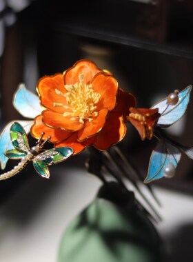 发簪丝绒花古风蚕丝新品