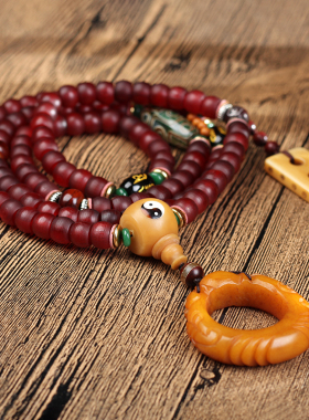 西藏正宗满血羊角骆驼面包圈手链