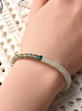 ANNIE WU【双生契 一】和田玉危地马拉翡翠手链玉石手串48H鉴赏期