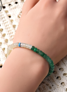 ANNIE WU【双生契•二】和田玉非洲翠手链天然玉石手串 48H鉴赏期