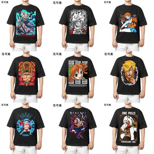 海贼王短袖T恤衣服Monkey D Luffy男二次元日系潮流纯棉One Piece - 图0