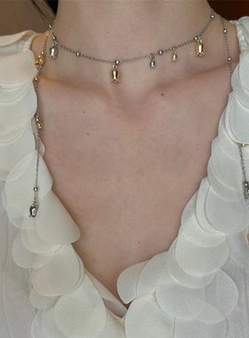 法式超亮金属高级感灵动铃兰花颈链超长双层项链气质女神项链