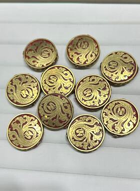 新款尼泊尔六字真言圆牌隔珠背云手工DIY手串文玩串珠饰品配饰