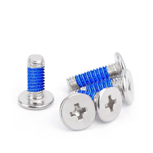 304不锈钢大平头大扁头涂蓝胶CM薄头点胶防松螺丝钉M1.4M2M3M4M5 - 图1