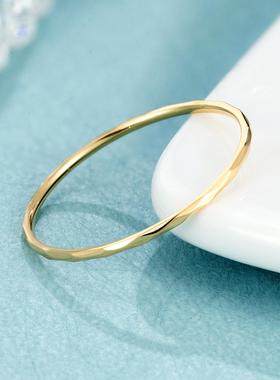 极简0.7mm极细素圈戒指不掉色