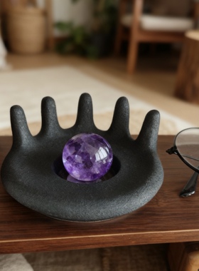 创意现代水晶球底座陶瓷专用器皿装饰摆设摆件女生房间卧室床头柜