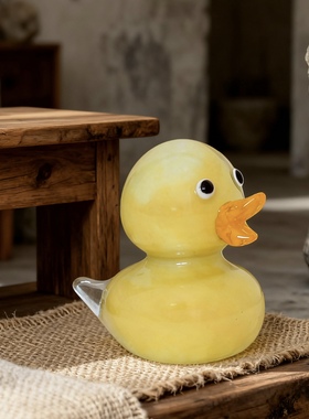 也木手作玻璃鸭子摆件电脑桌面装饰男女生儿童房间卧室床头柜摆设